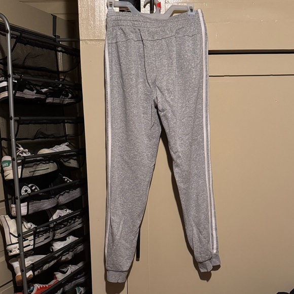 Adidas Heather Gray Track Pants with White Accents - Picture 4 of 4